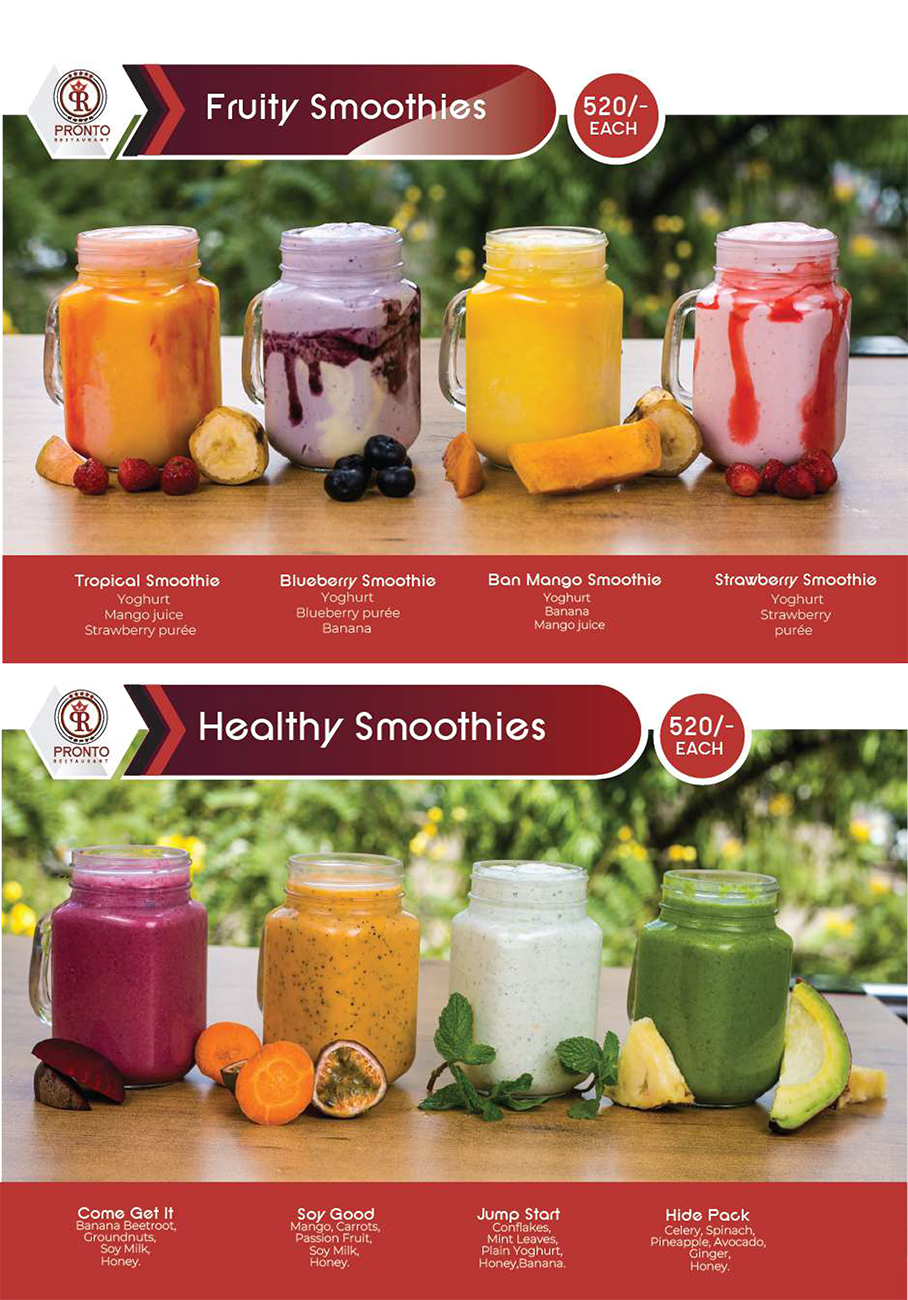 Pronto Restaurant Juices and Drinks